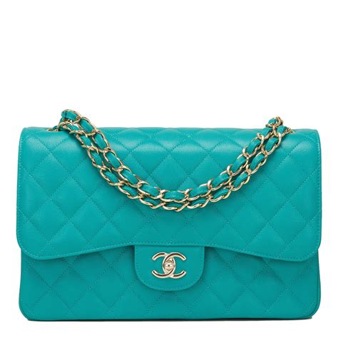 turquoise chanel flap bag|chanel flap bag size.